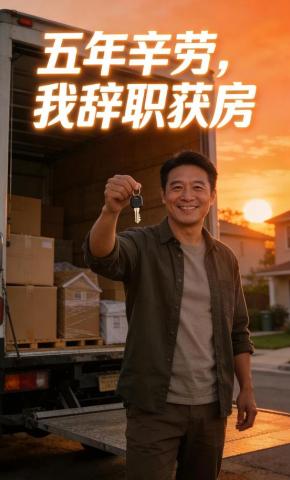 短剧《五年辛劳，我辞职获房》海报