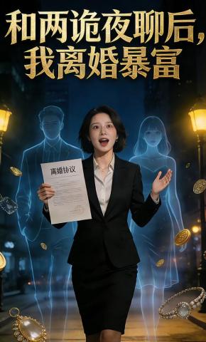 短剧《和两诡夜聊后，我离婚暴富》海报