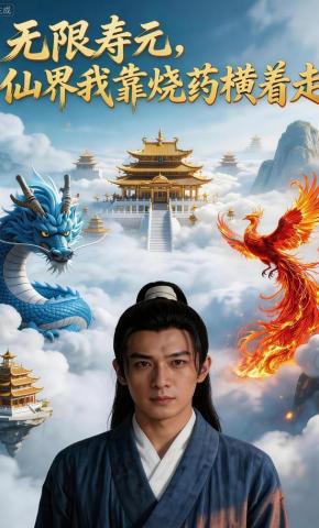 短剧《无限寿元，仙界我靠烧药横着走》海报