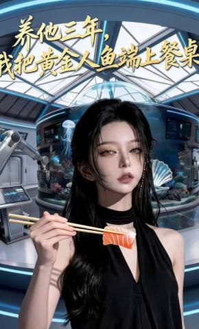 短剧《养他三年，我把黄金人鱼端上餐桌》海报