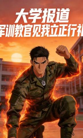 短剧《大学报道，军训教官见我立正行礼》海报