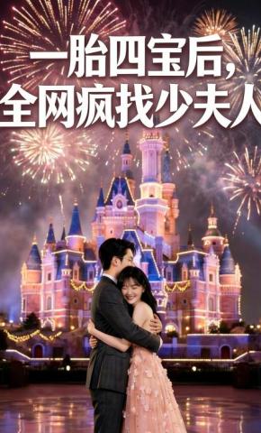 短剧《一胎四宝后，全网疯找少夫人》海报