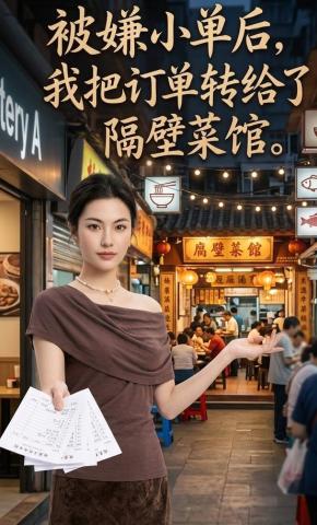 短剧《被嫌小单后，我把订单转给了隔壁菜馆》海报