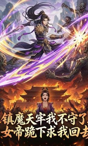 短剧《镇魔天牢我不守了，女帝跪下求我回去》海报