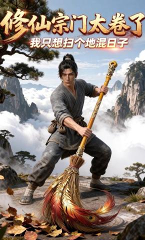 短剧《修仙宗门太卷了，我只想扫个地混日子》海报