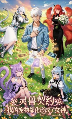 短剧《灵兽契约：我的宠物都化形成了女神》海报