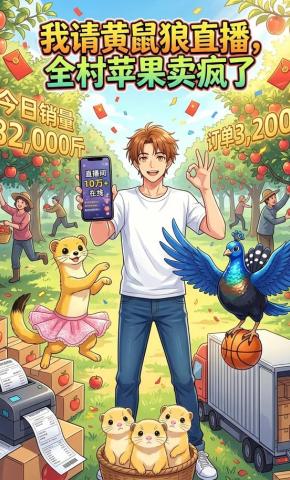 短剧《我请黄鼠狼直播，全村苹果卖疯了》海报