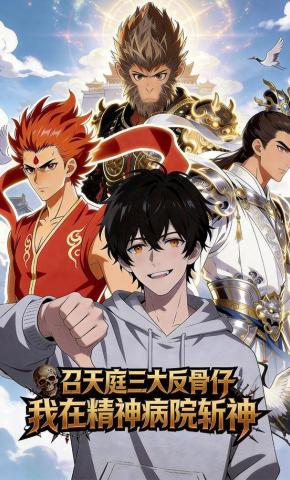 短剧《召天庭三大反骨仔，我在精神病院斩神》海报