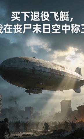 短剧《买下退役飞艇，我在丧尸末日空中称王》海报