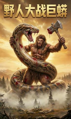 短剧《野人大战巨蟒》海报