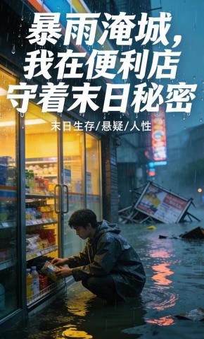 短剧《暴雨淹城，我在便利店守着末日秘密？！》海报