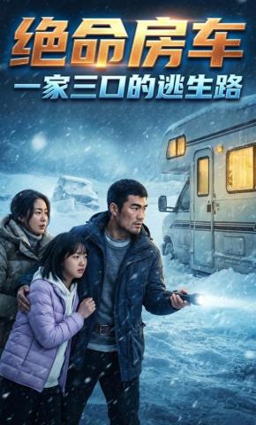 短剧《绝命房车：一家三口的逃生路》海报