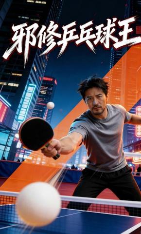 短剧《邪修乒乓球王》海报