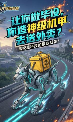 短剧《让你做毕设，你造神级机甲去送外卖？》海报