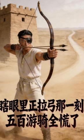 短剧《瞎眼里正拉弓那一刻，五百游骑全慌了》海报