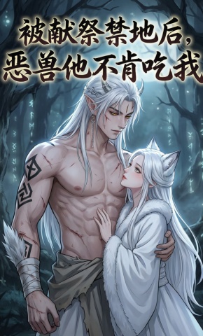 短剧《被献祭禁地后，恶兽他不肯吃我》海报