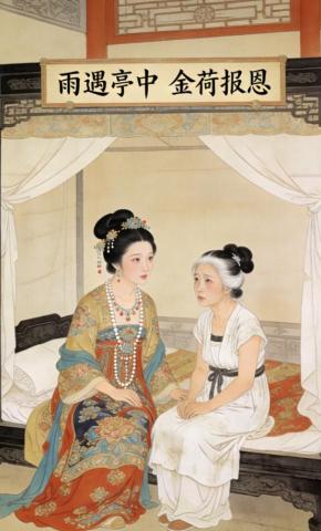 短剧《雨遇亭中，金荷报恩》海报