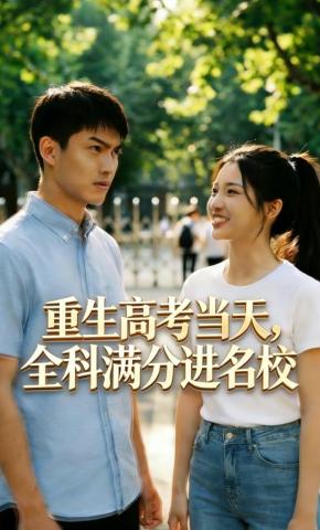短剧《重生高考当天，全科满分进名校》海报