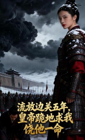 短剧《流放边关五年，皇帝跪地求我饶他一命》海报