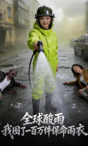 短剧《全球酸雨：我囤了一百万件保命雨衣》海报