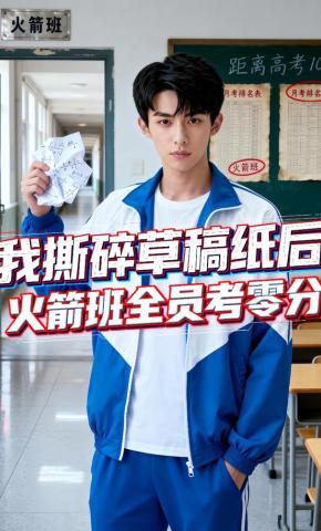 短剧《我撕碎草稿纸后，火箭班全员考零分》海报