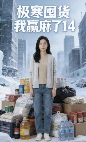 短剧《极寒囤货我赢麻了14》海报