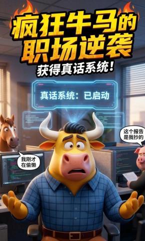 短剧《疯狂牛马的职场逆袭真话系统》海报