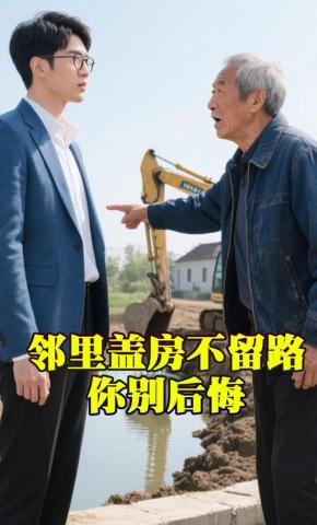 短剧《邻里盖房不留路，你别后悔》海报