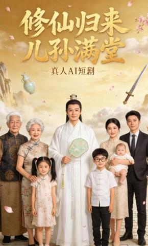 短剧《修仙归来儿孙满堂》海报