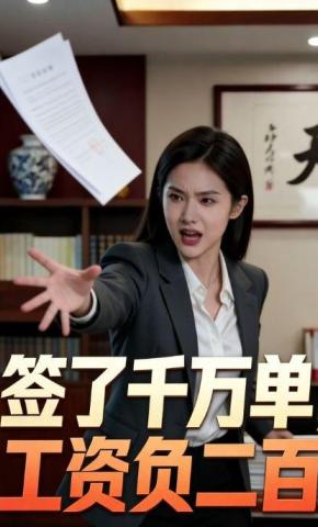 短剧《签了千万单，工资负二百》海报