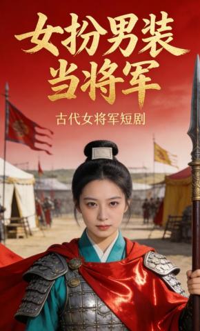 短剧《女扮男装当将军》海报