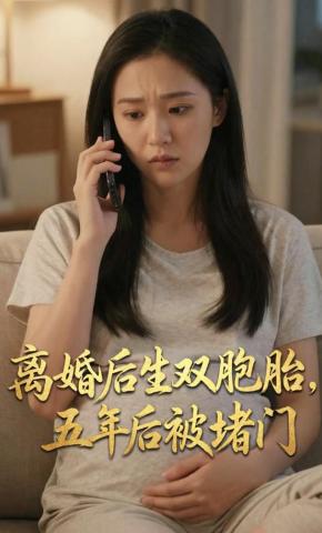 短剧《离婚后生双胞胎，五年后被堵门》海报
