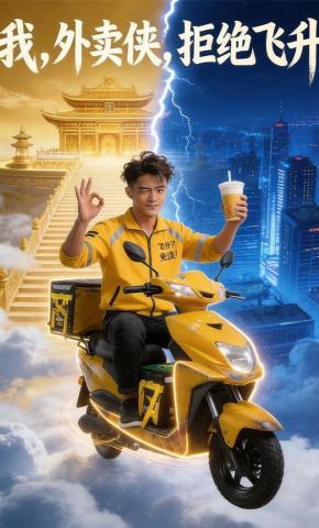 短剧《我，外卖侠，拒绝飞升》海报