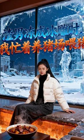 短剧《渣男冻成冰雕时，我忙着养猪场喂猪》海报