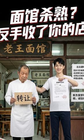 短剧《面馆杀熟？反手收了你的店》海报