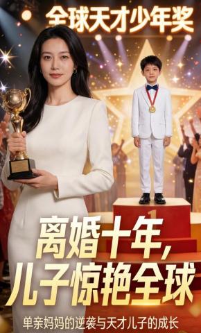 短剧《离婚十年，儿子惊艳全球》海报