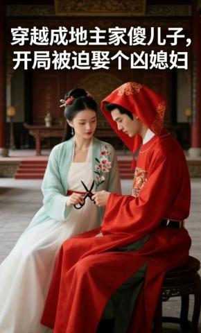 短剧《穿越成地主家傻儿子，开局被迫娶个凶媳妇》海报