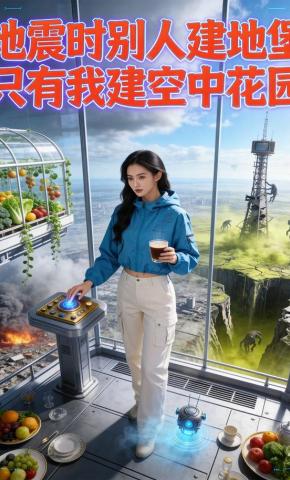 短剧《地震时别人建地堡，只有我建空中花园》海报