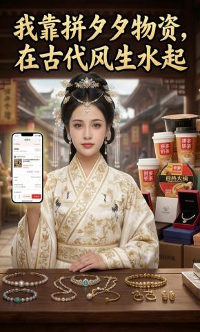短剧《我靠拼夕夕物资，在古代风生水起》海报