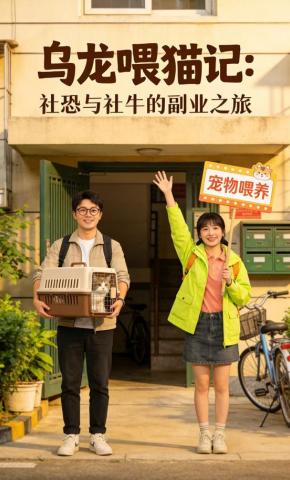 短剧《乌龙喂猫记：社恐与社牛的副业之旅》海报