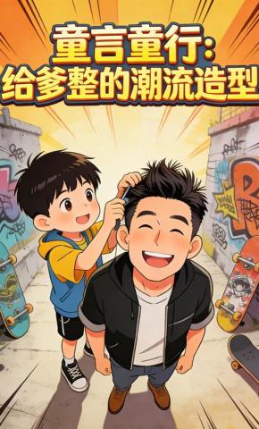 短剧《童言童行：给爹整的潮流造型》海报