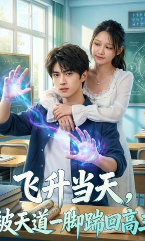 短剧《飞升当天，被天道一脚踹回高三》海报