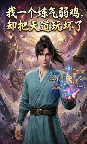 短剧《我一个炼气弱鸡，却把天道玩坏了》海报