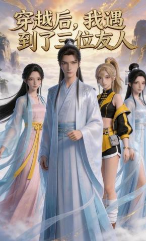 短剧《穿越后，我遇到三位友人》海报
