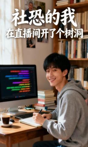 短剧《社恐的我，在直播间开了个树洞》海报