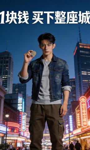 短剧《1块钱，买下整座城》海报