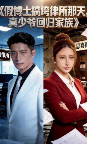 短剧《假博士搞垮律所那天，真少爷回归家族》海报