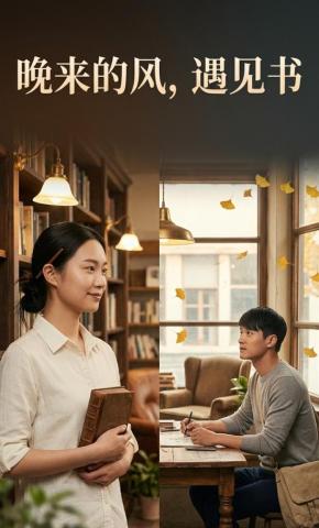 短剧《晚来的风，遇见书》海报