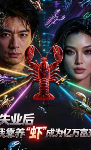 短剧《失业后，我靠养“虾”成为亿万富豪》海报