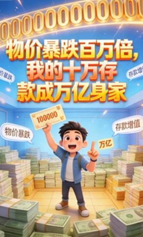 短剧《物价暴跌百万倍，我的十万存款成万亿身家》海报